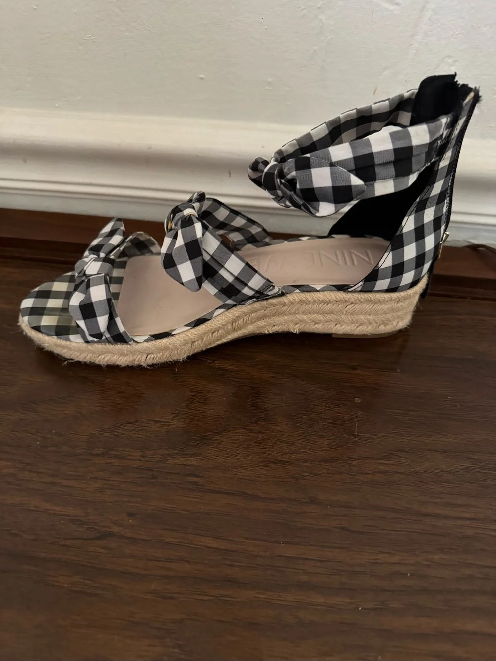 NINE WEST Gingham Bow Espadrilles